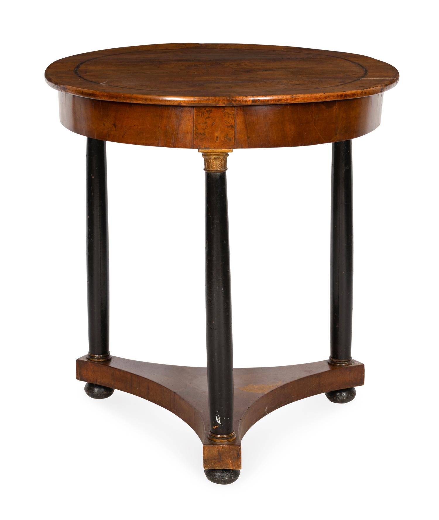 An Italian Parcel-Ebonized Inlaid Walnut Guéridon