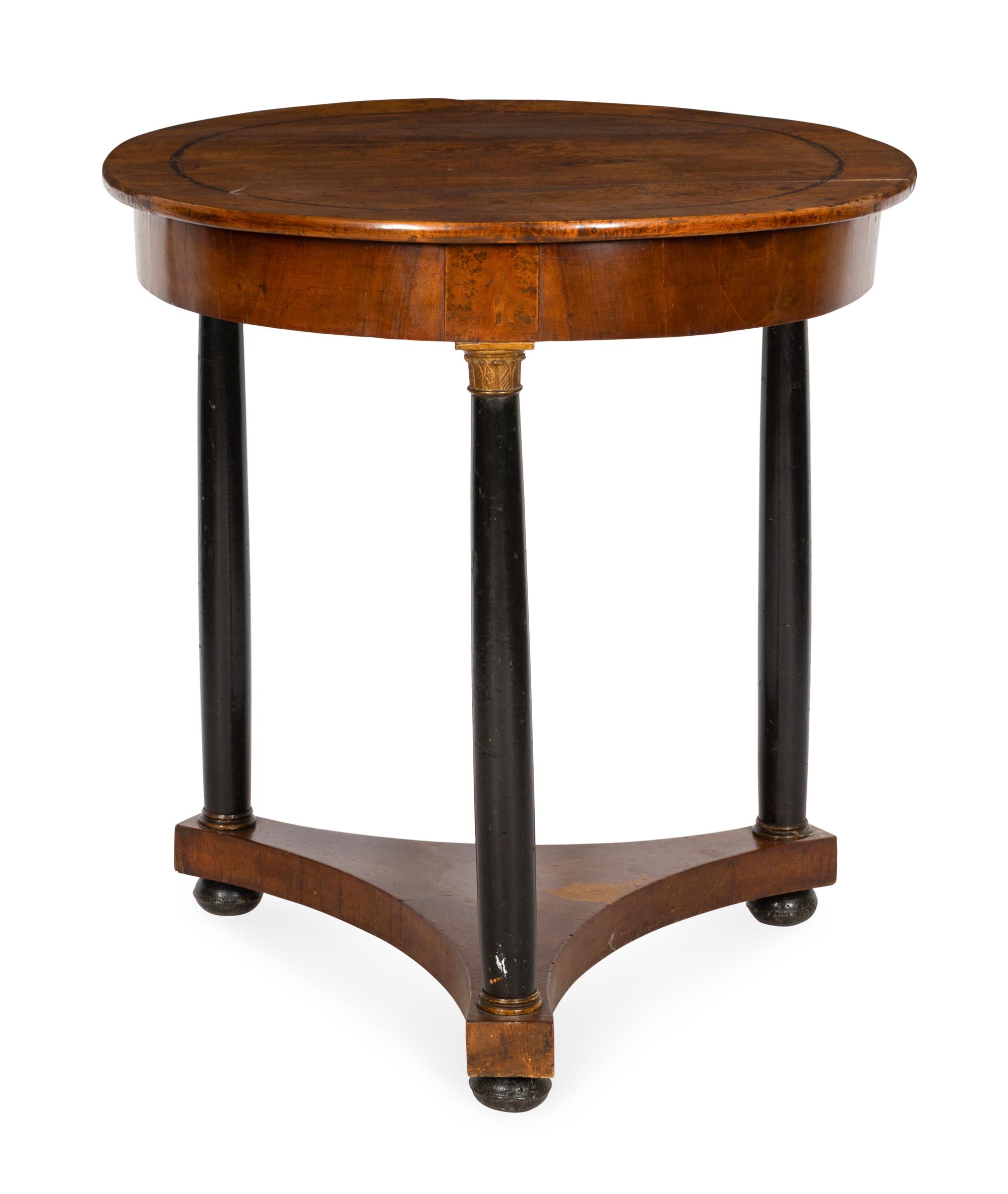 An Italian Parcel-Ebonized Inlaid Walnut Guéridon