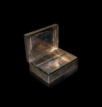 A Chinese Export Silver and Hardstone Mounted Table Casket