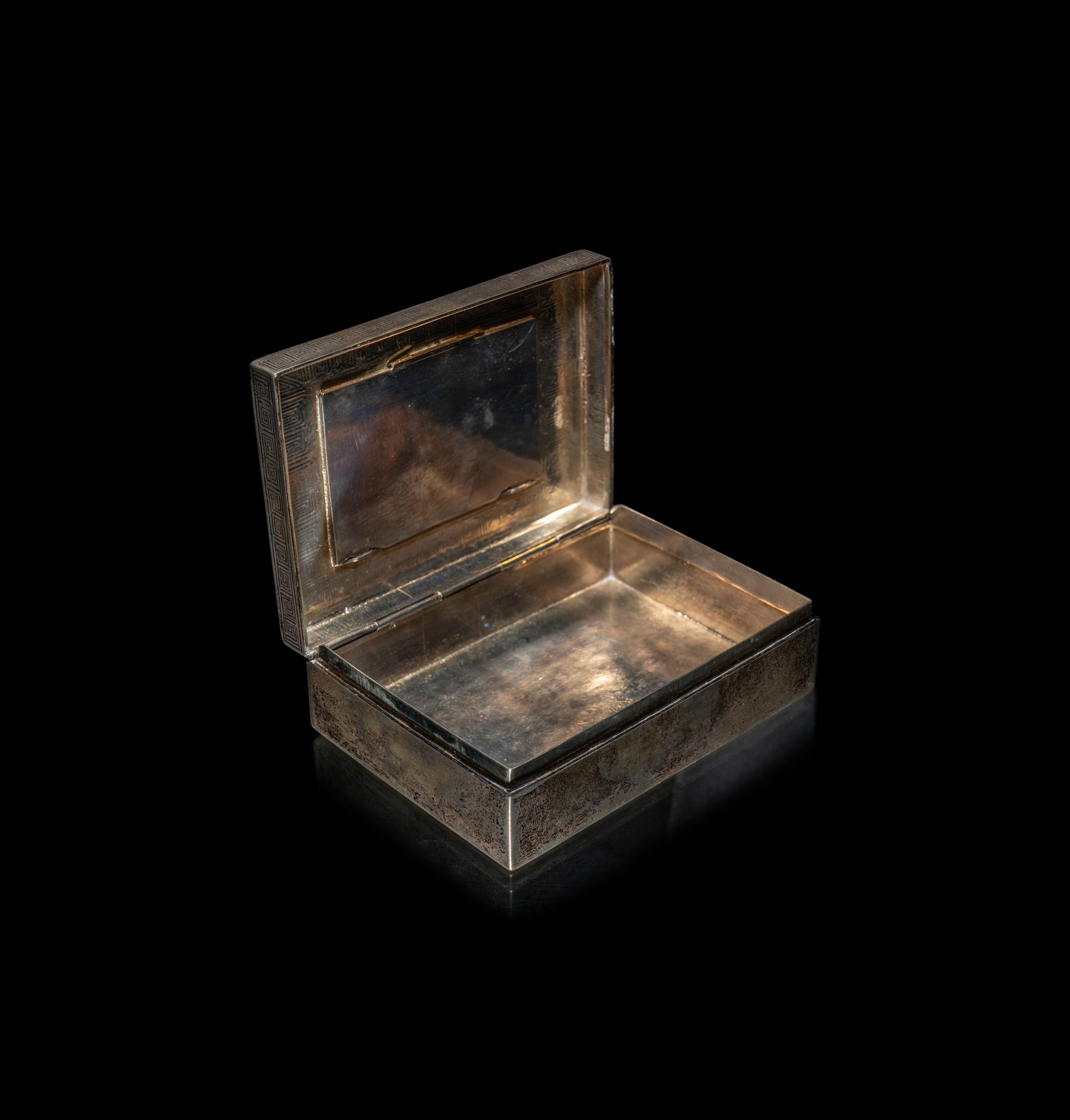 A Chinese Export Silver and Hardstone Mounted Table Casket