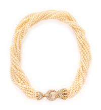 VAN CLEEF & ARPELS, CULTURED PEARL AND DIAMOND 'LION BARQUEROLLES' TORSADE NECKLACE