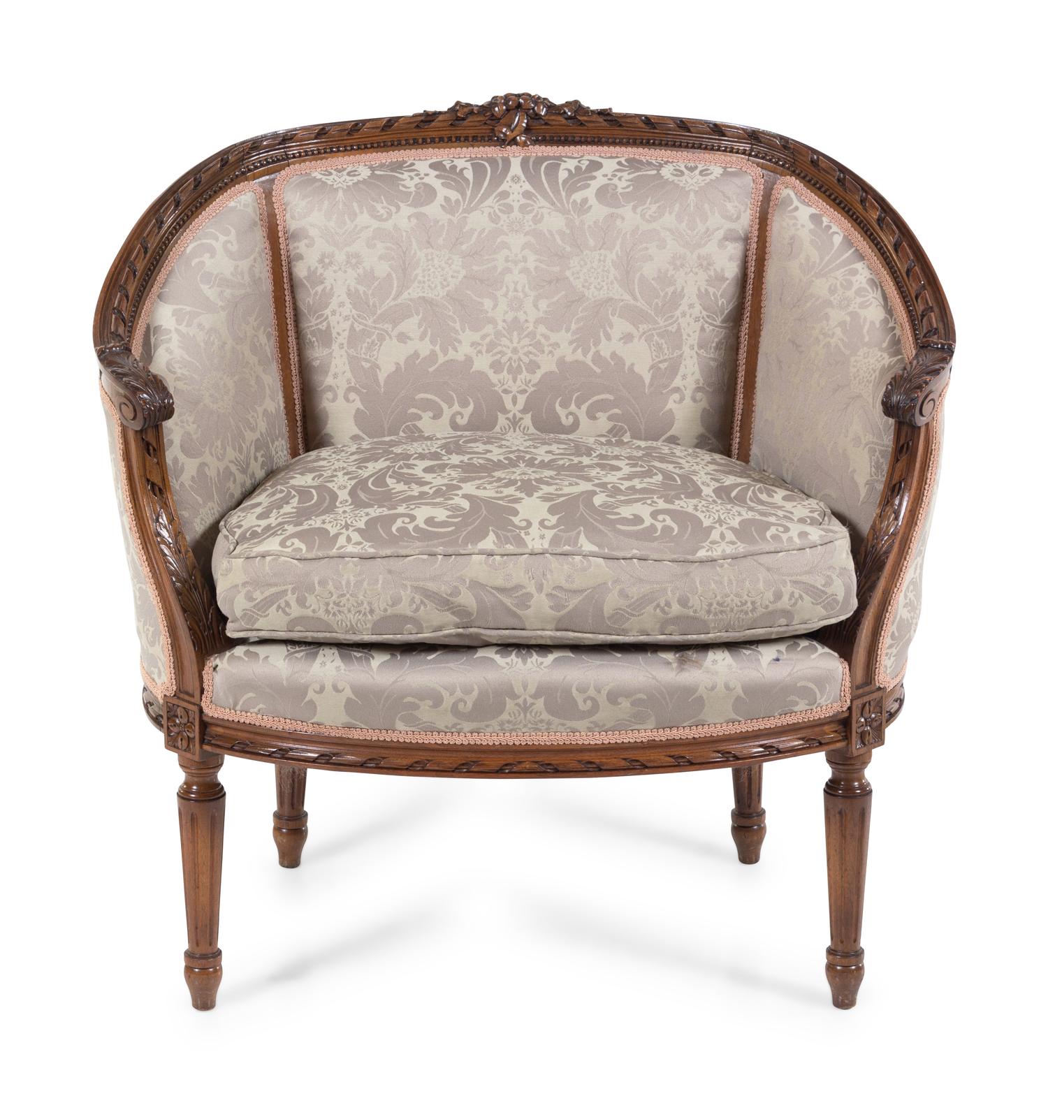 A Louis XVI Style Walnut Bergere