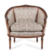 A Louis XVI Style Walnut Bergere