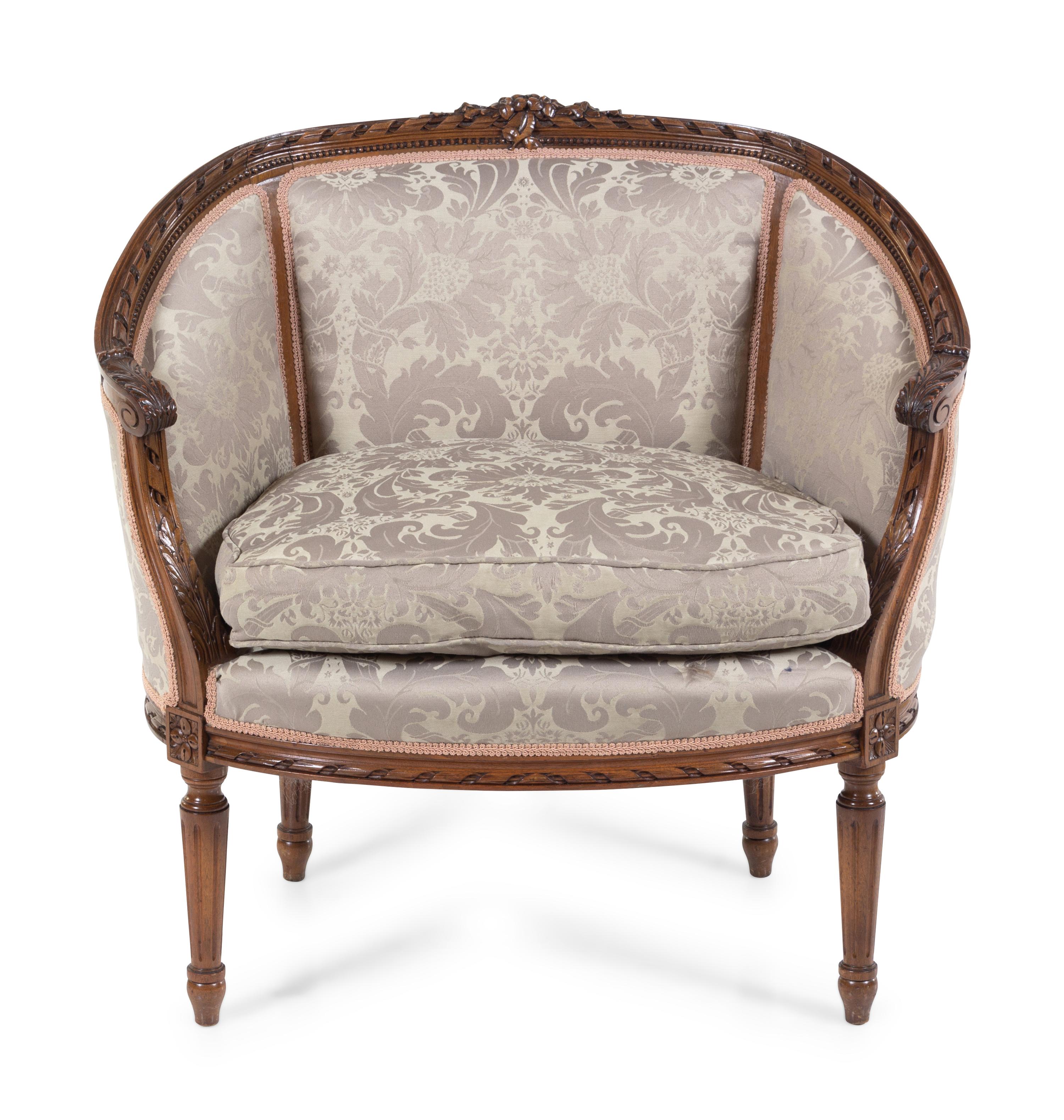 A Louis XVI Style Walnut Bergere
