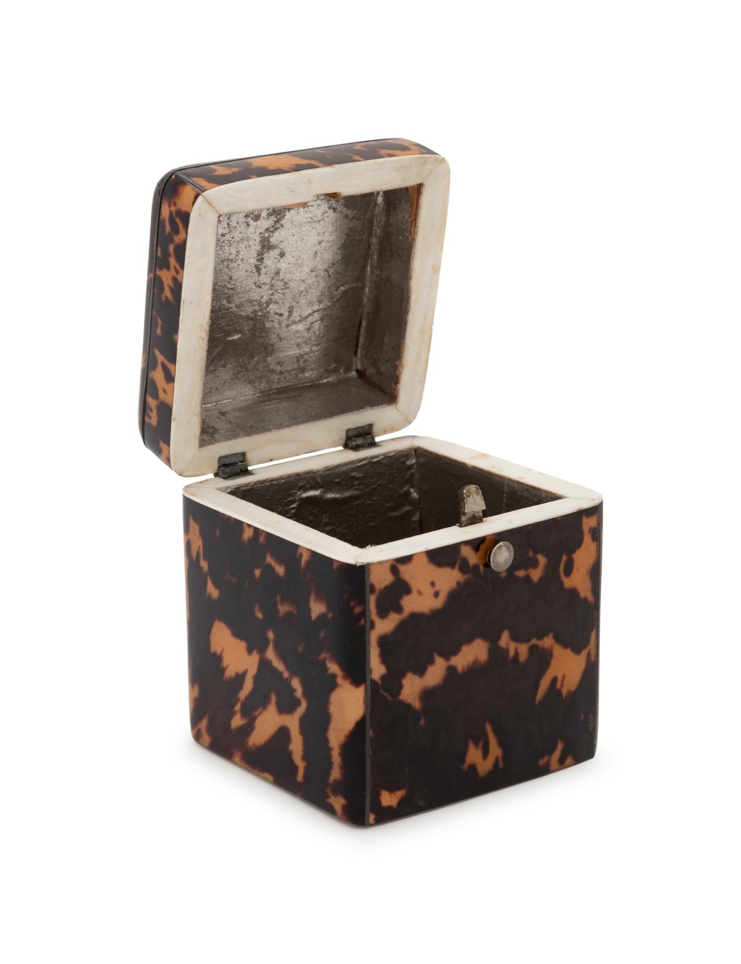 An English Tortoise Shell Veneered Tea Caddy