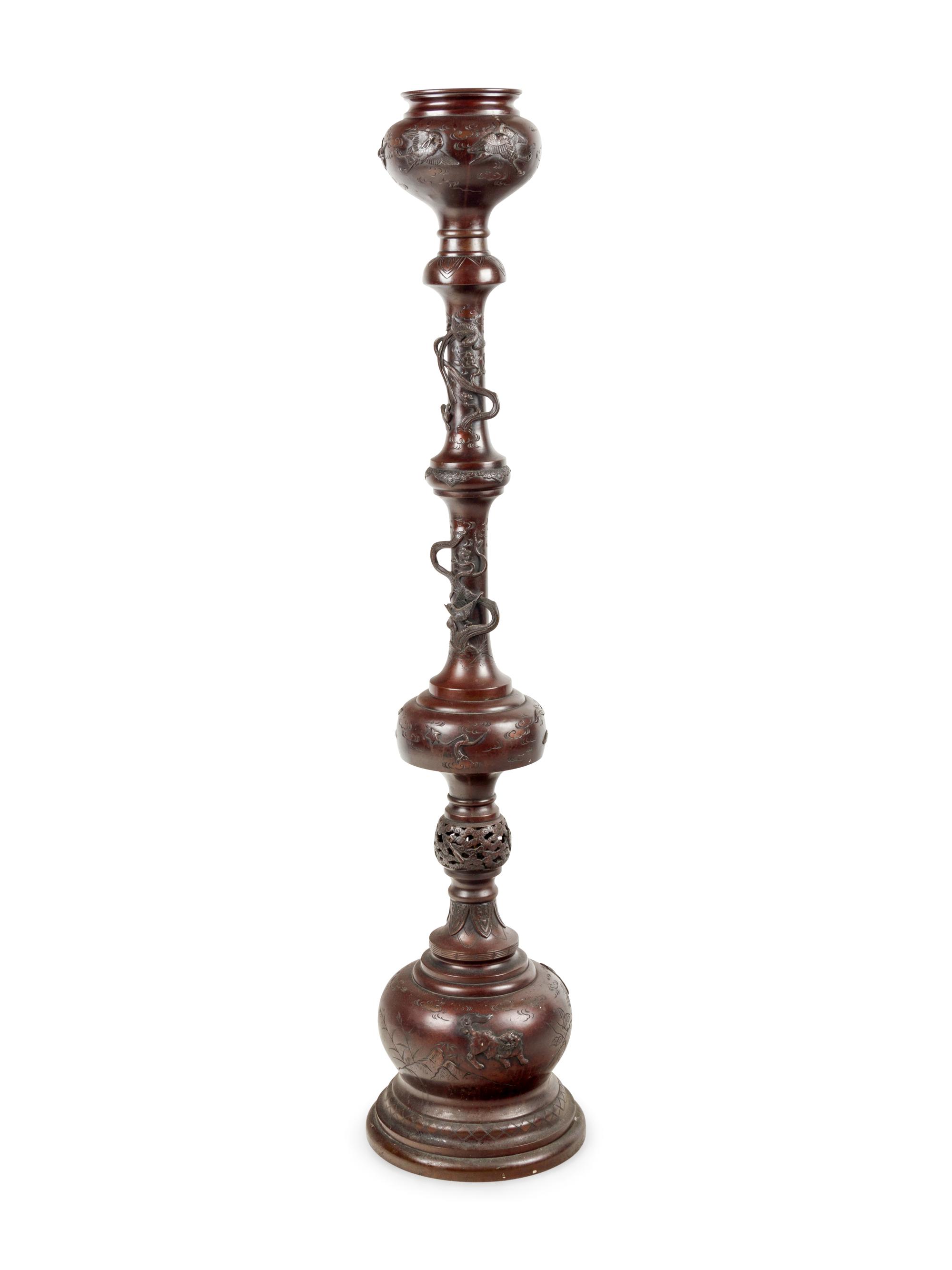A Japanese Bronze Torchere