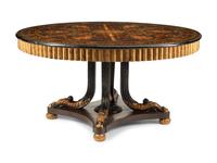 A Continental Polychrome Marquetry and Parcel Gilt Center Table