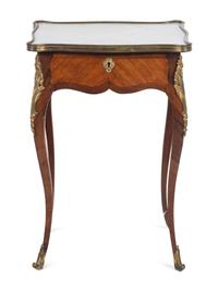 A Louis XV Style Gilt Bronze Mounted Marble-Top Side Table