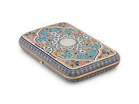 A Large Russian Silver-Gilt and Enamel Cigarette Case