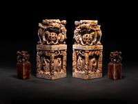 Two Pairs of Chinese Soapstone Seals