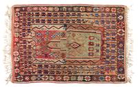 A Turkish Wool and Metallic Thread Prayer Rug 5 feet 8 inches x 4 feet 4 inches. — CIRCA 1870