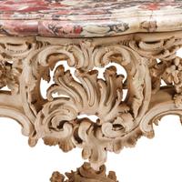A Louis XV Style White-Painted Marble-Top Console Table