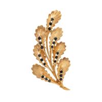 YELLOW GOLD AND SAPPHIRE LEAF BROOCH