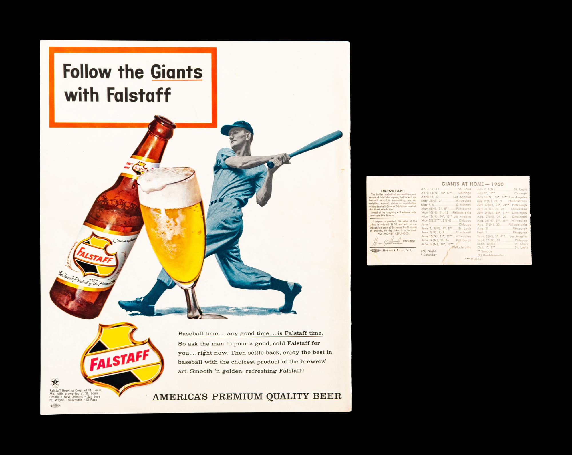 An April 12, 1960 San Francisco Giants Opening Game at Candlestick Park Ticket Stub and 1960 Yearbook