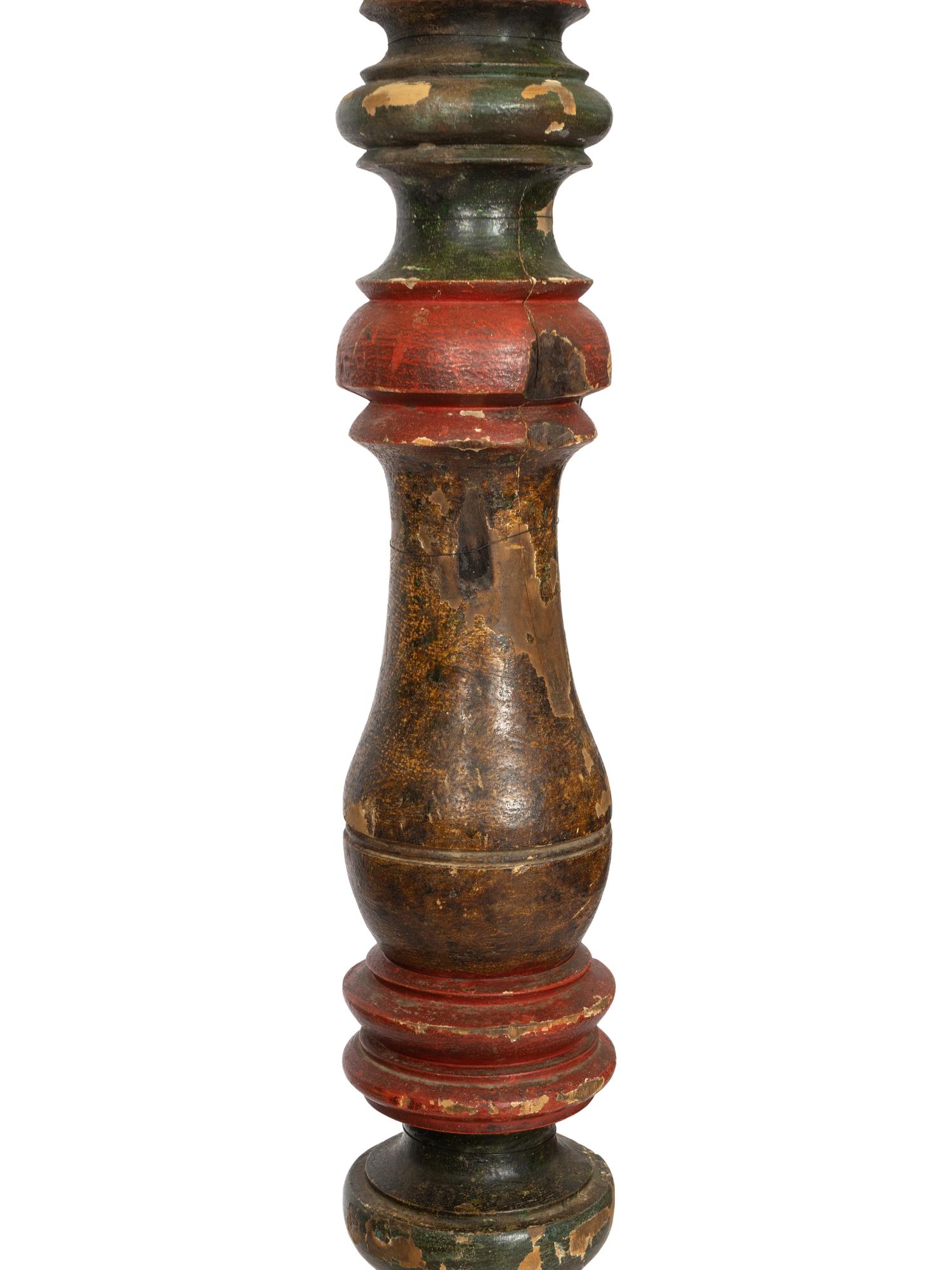 An Italian Polychrome Painted Altar Stick