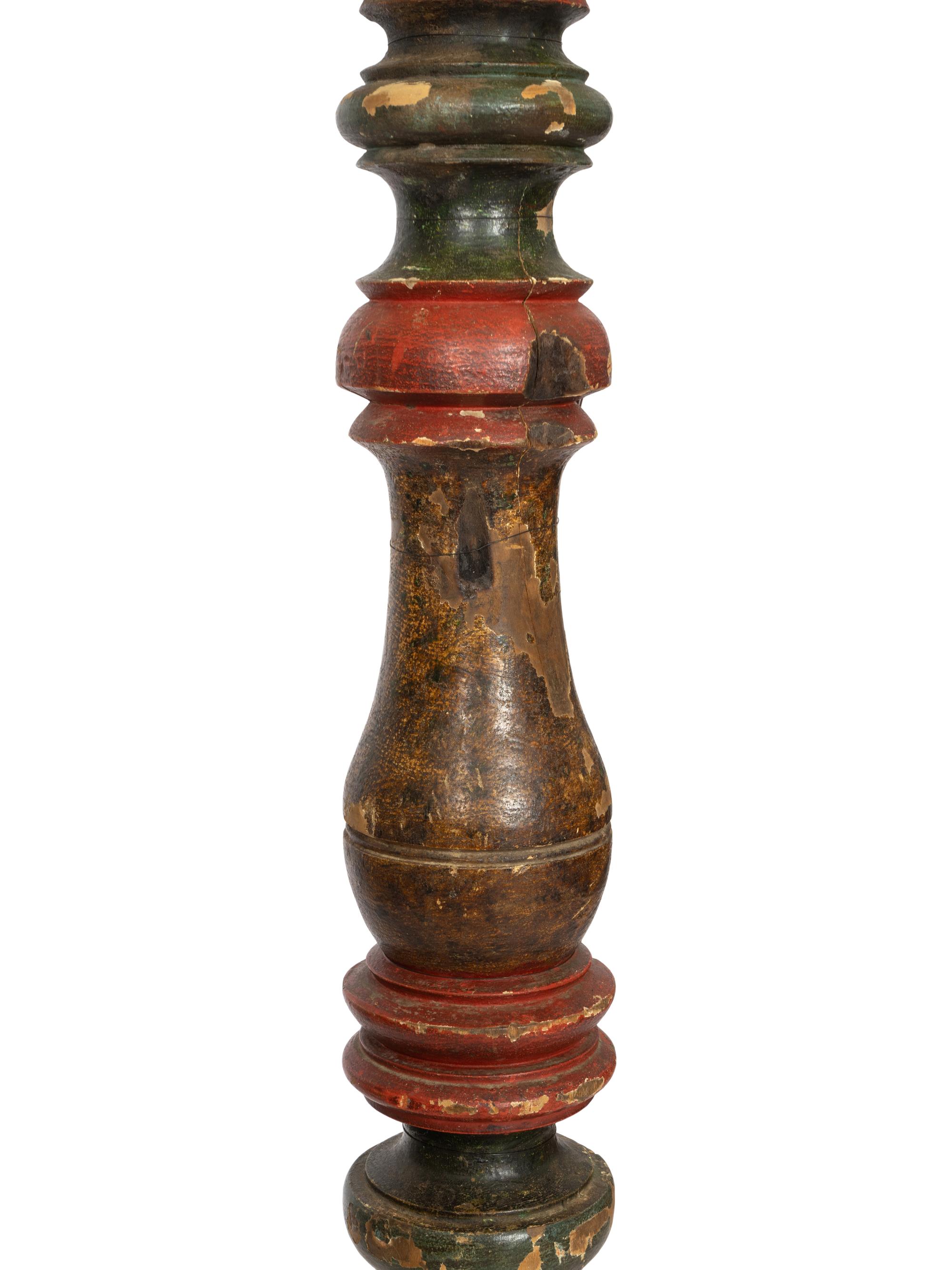 An Italian Polychrome Painted Altar Stick