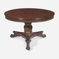 A Classical parcel-gilt mahogany tilt-top center table Attributed to Anthony G. Quervelle (1789-1856), Philadelphia, PA, circa 1830