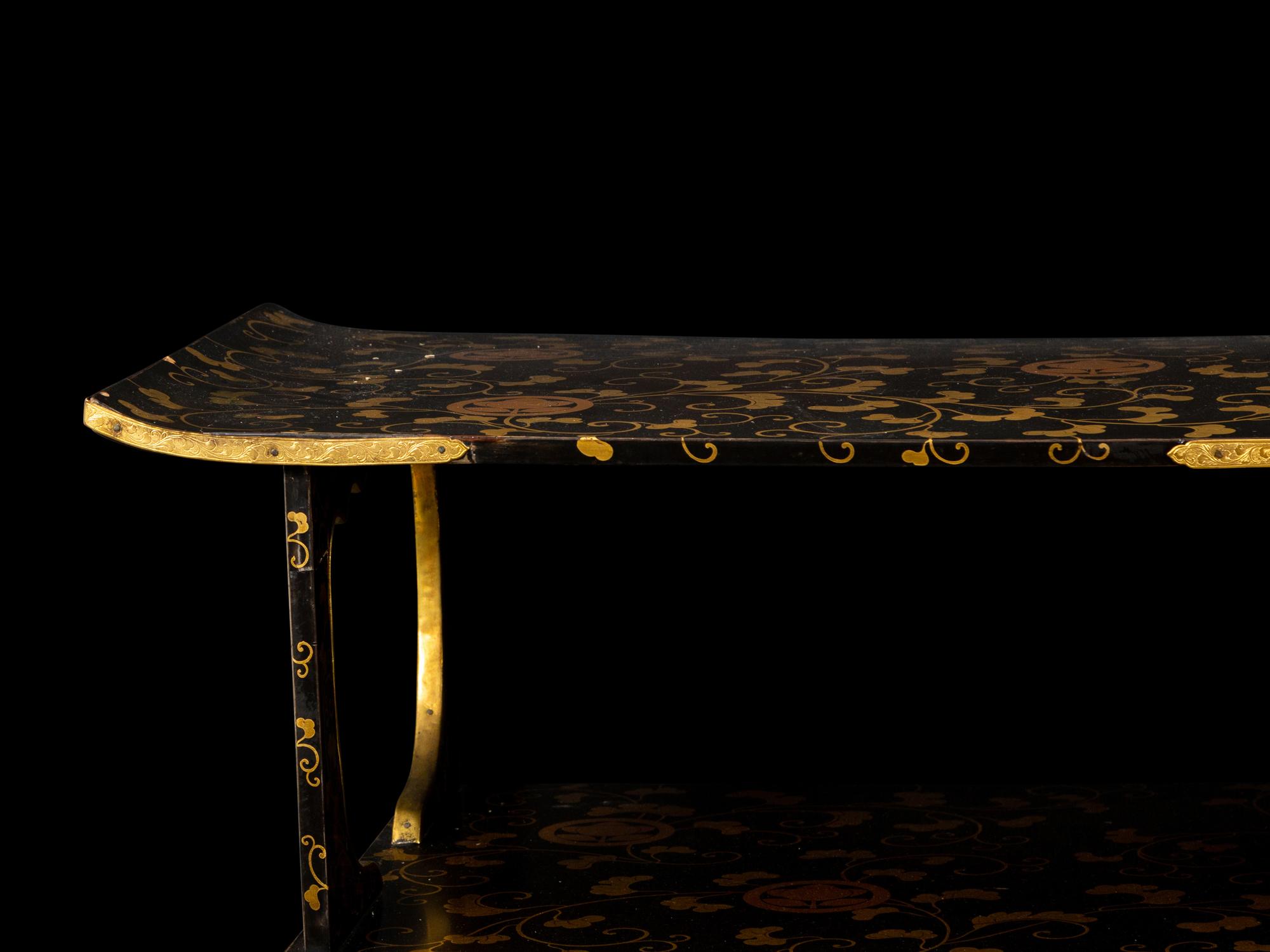 A Japanese Shodana Black and Gold Lacquer Displaying Cabinet