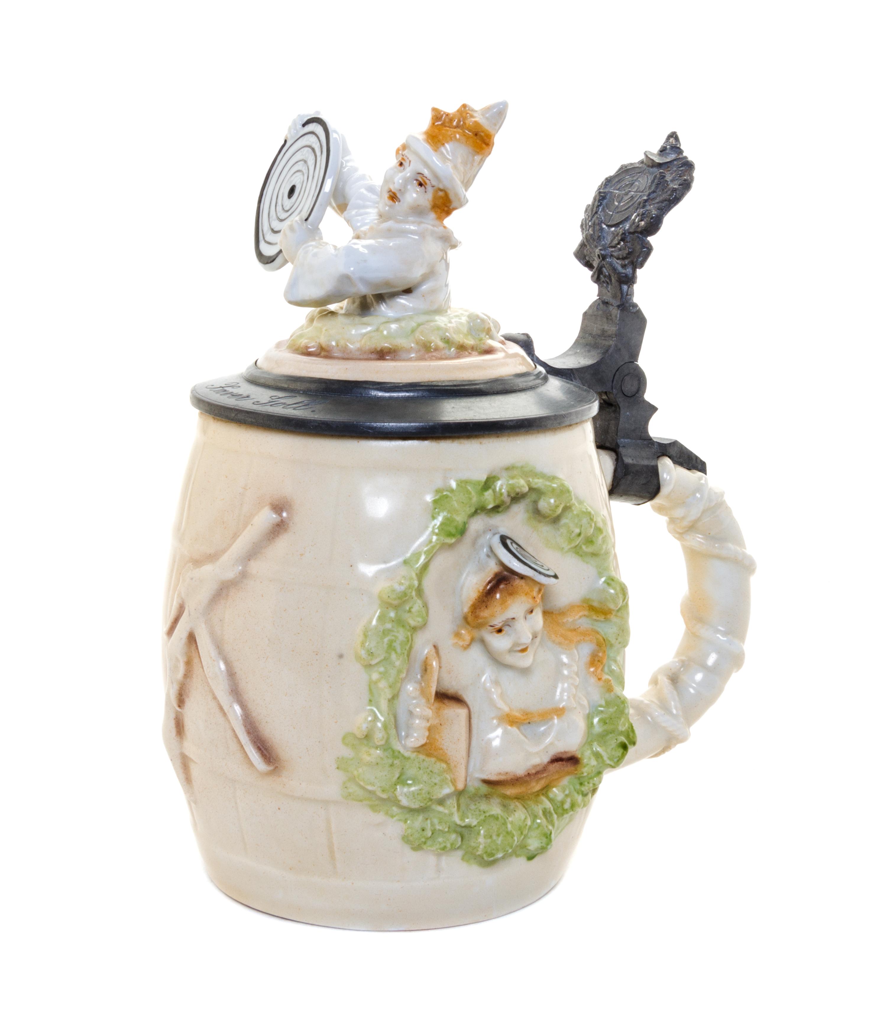 A Schierholz Pewter Mounted Character Stein Height 6 3/4 inches. — 19TH/20TH CENTURY