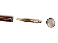A Victorian Silver-Mounted Partridge Wood Smoker's 'System' Walking Stick