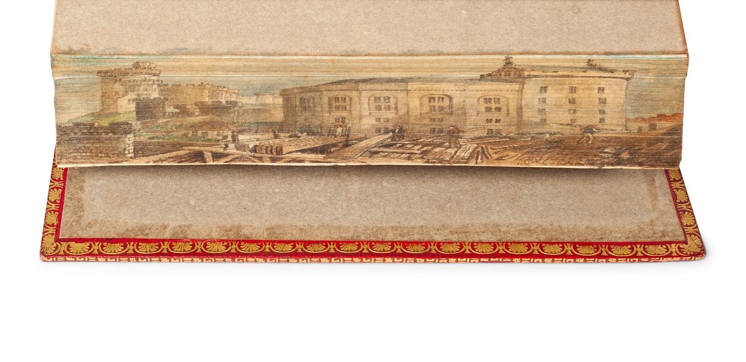 [FORE-EDGE PAINTING] – SCOTT, Walter (1771-1832). Tales of the Crusaders. – Vol. I-II, The Betrothed . – Vol. III-IV, The Talisman – Edinburgh & London: Archibald Constable and Co., Hurst, Robinson, and Co., 1825.