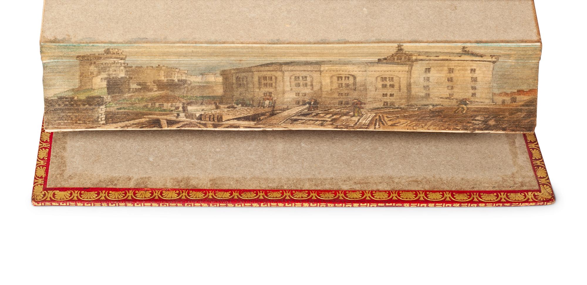 [FORE-EDGE PAINTING] – SCOTT, Walter (1771-1832). Tales of the Crusaders. – Vol. I-II, The Betrothed . – Vol. III-IV, The Talisman – Edinburgh & London: Archibald Constable and Co., Hurst, Robinson, and Co., 1825.