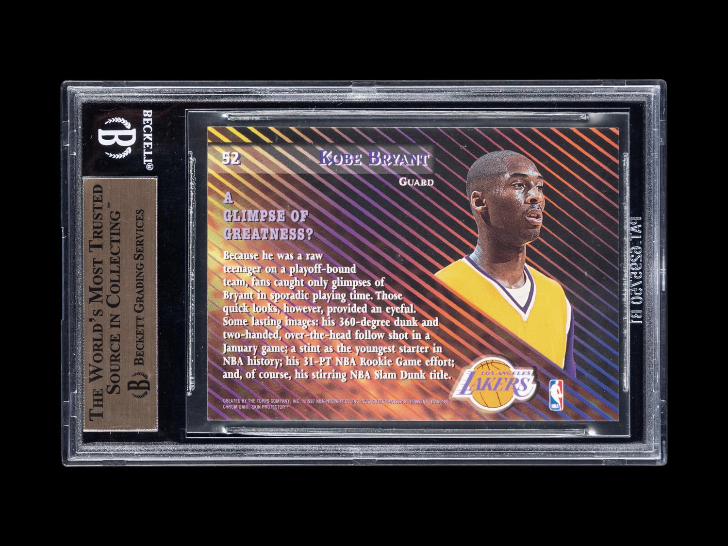A Group of 1996-97 Topps Stadium Club Kobe Bryant Rookie Basketball Cards,