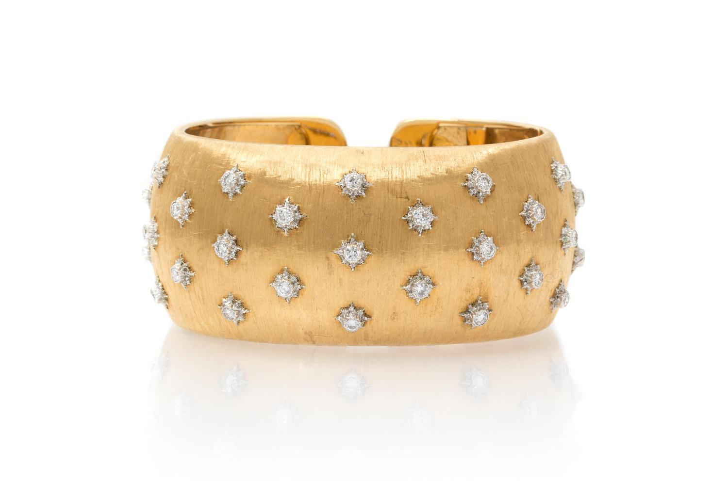 A Vintage 18 Karat Gold and Diamond Cuff Bracelet, Gianmaria Buccellati, 42.20 dwts.
