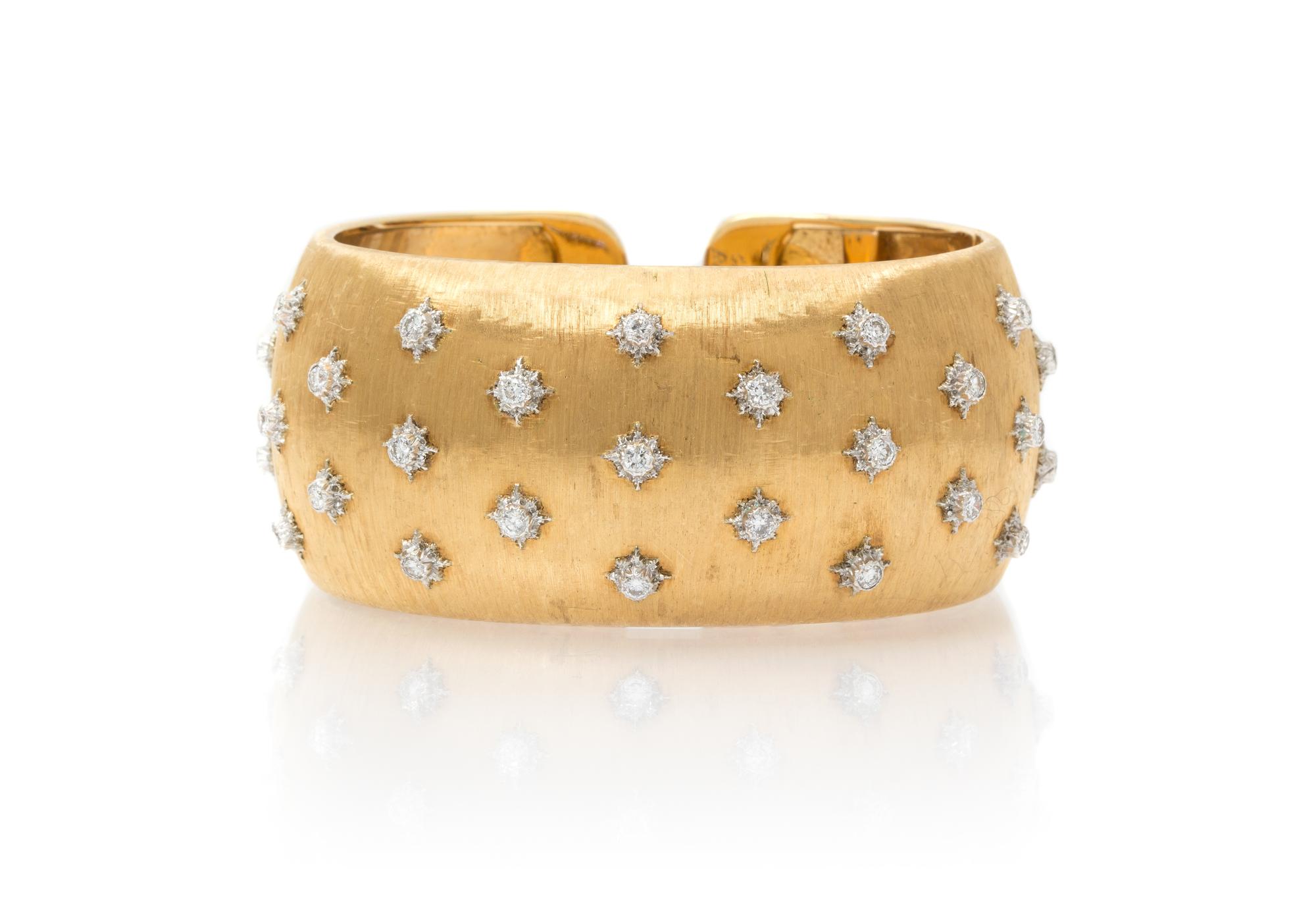 A Vintage 18 Karat Gold and Diamond Cuff Bracelet, Gianmaria Buccellati, 42.20 dwts.