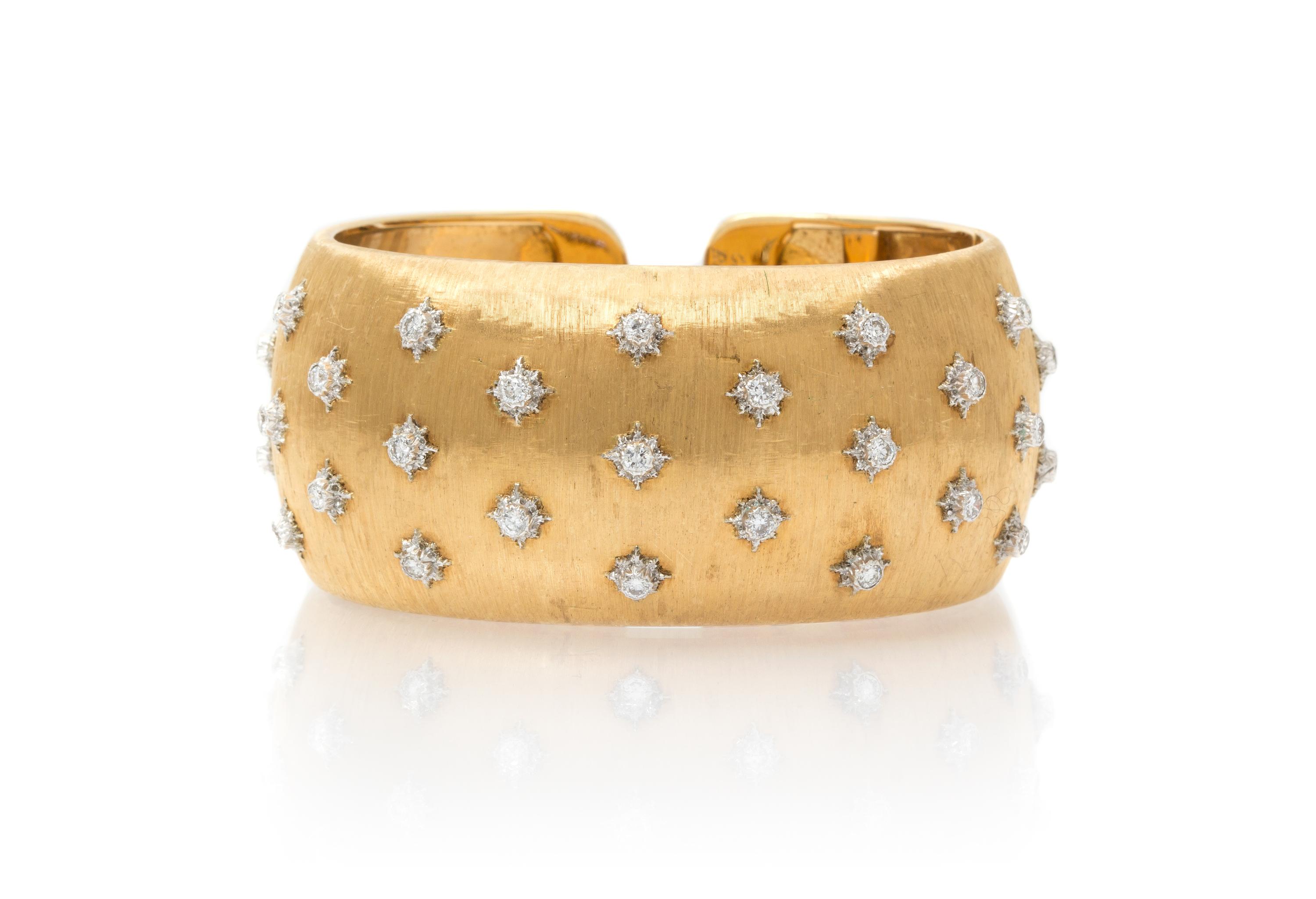 A Vintage 18 Karat Gold and Diamond Cuff Bracelet, Gianmaria Buccellati, 42.20 dwts.