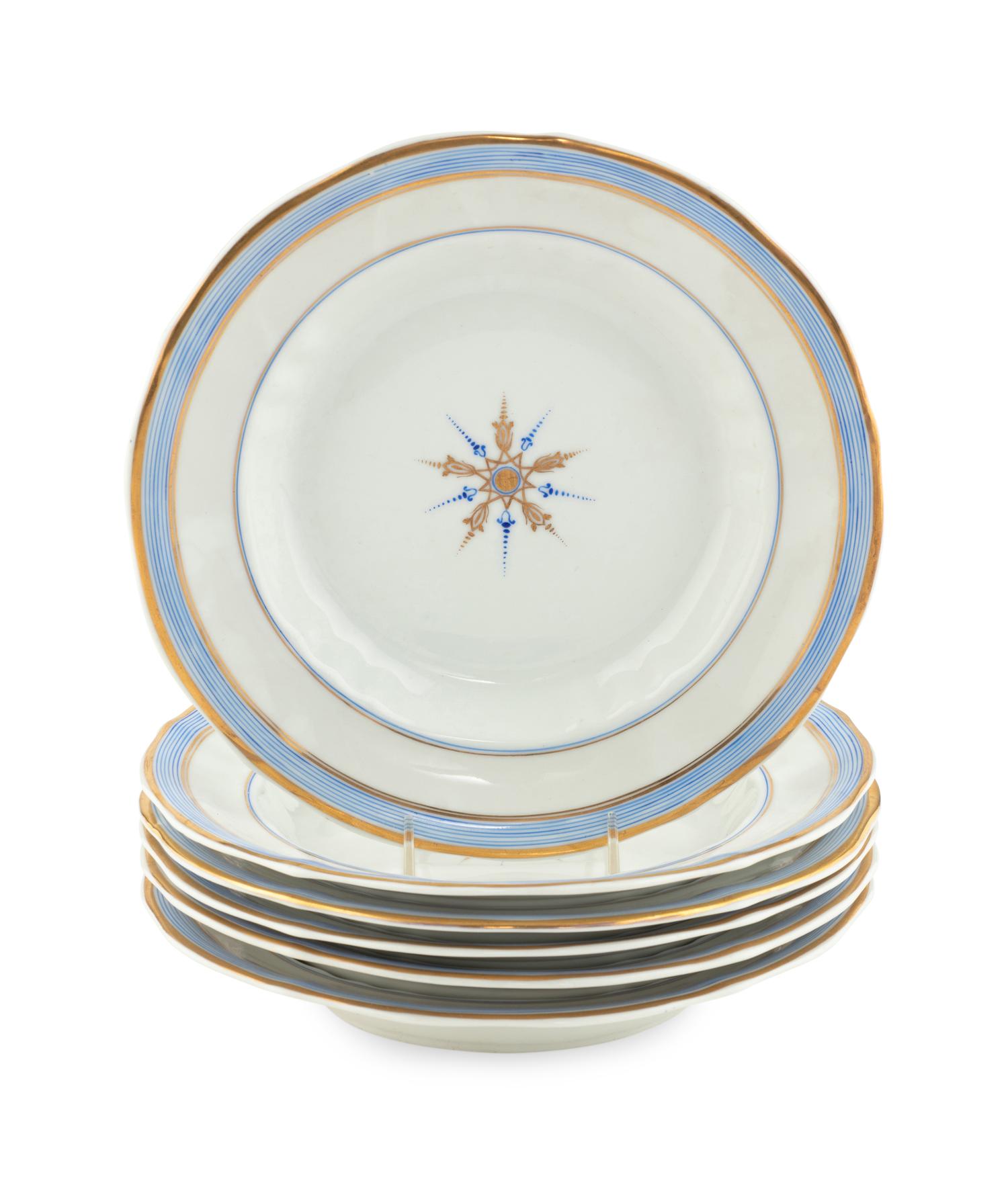 A Set of Six Russian Porcelain Soup Plates