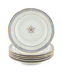 A Set of Six Russian Porcelain Soup Plates