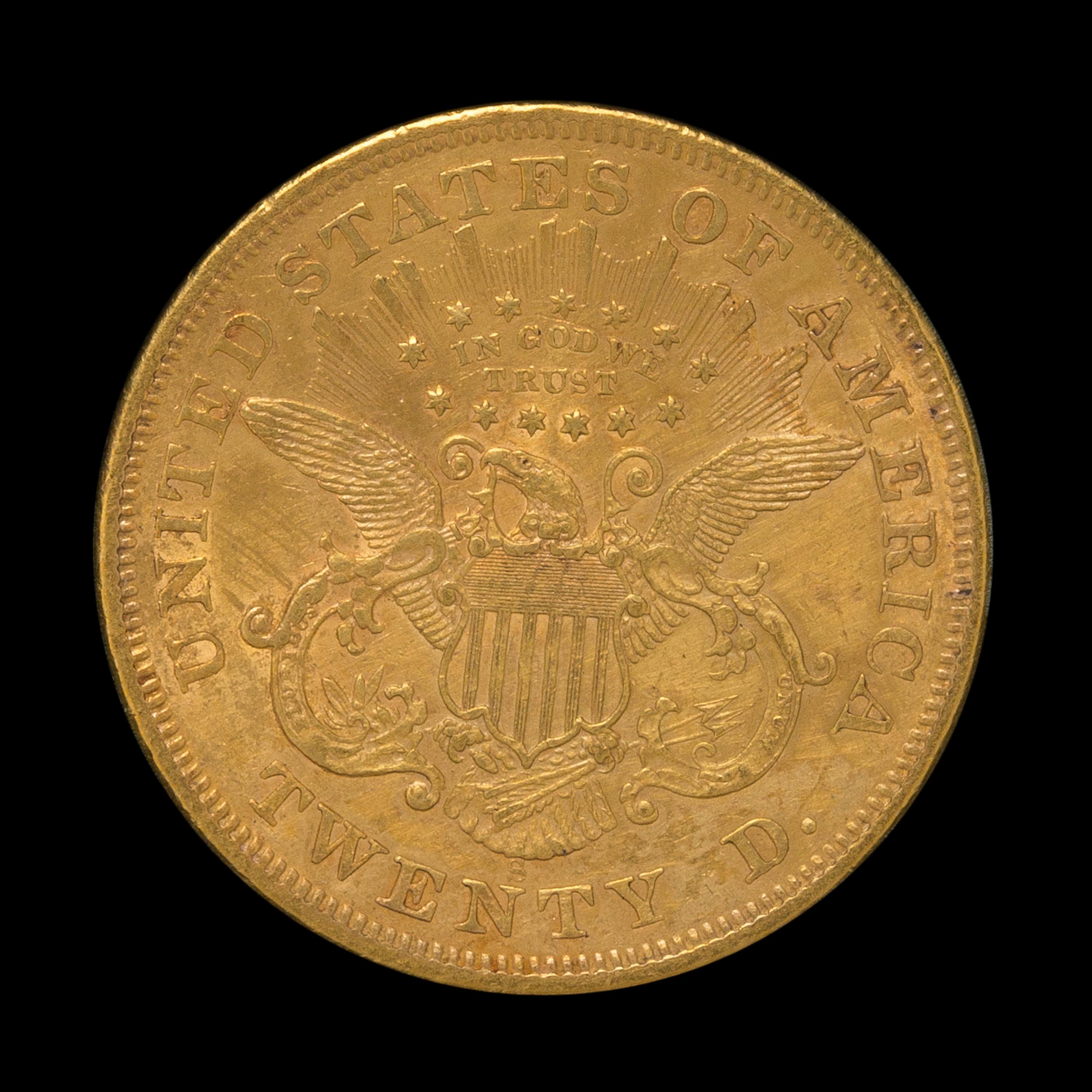 A United States 1867-S Liberty Head $20 Gold Coin
