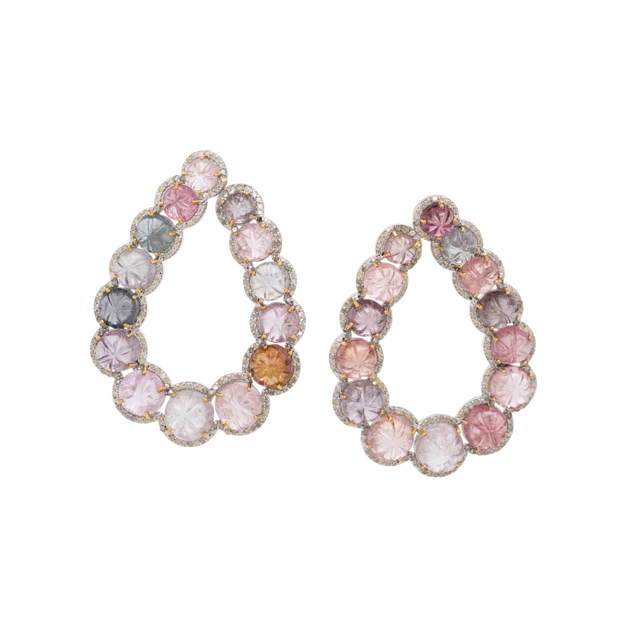 MULTICOLOR SPINEL AND DIAMOND EARRINGS