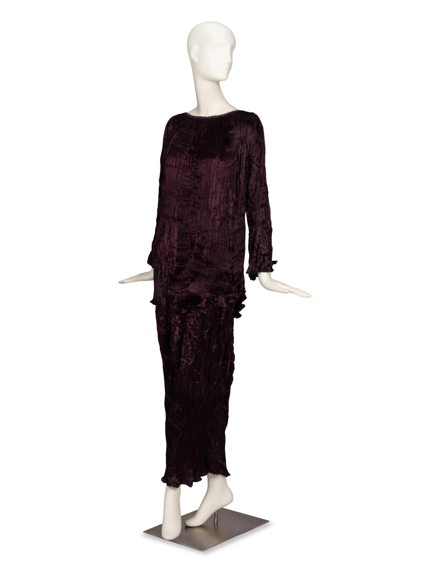 Charles & Patricia Lester, Devoré Topper & Pleated Silk Skirt Ensemble