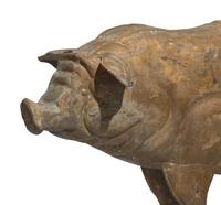 A Large Molded Gilt-Copper and Zinc Pig Weathervane, 20th Century