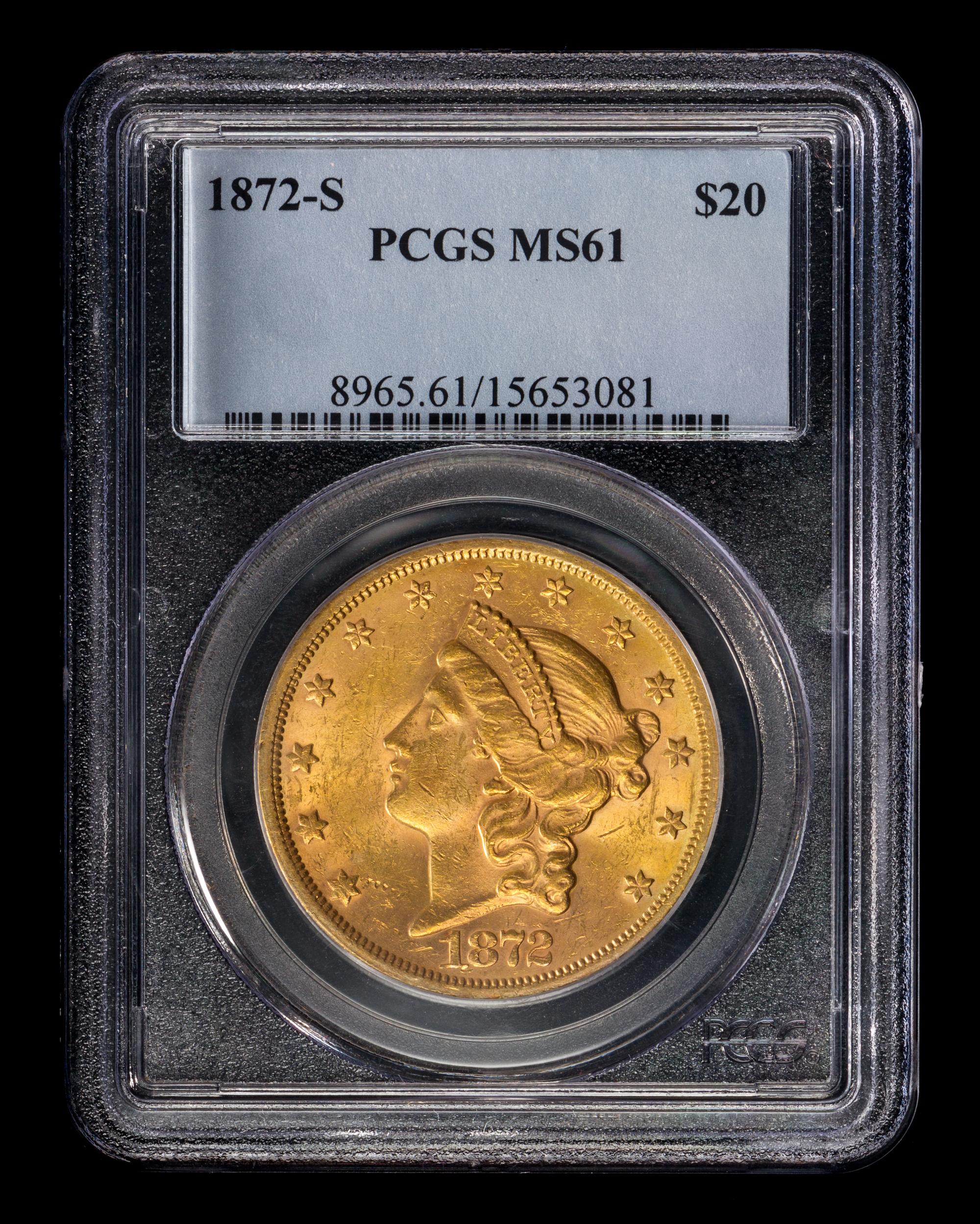 A United States 1872-S Liberty Head $20 Gold Coin