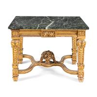 A Louis XVI Style Giltwood Marble-Top Center Table