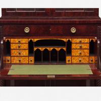 A Classical figured mahogany and bird's eye maple secretary bookcase Attributed to Anthony G. Quervelle (1789-1856), Philadelphia, PA, circa 1830