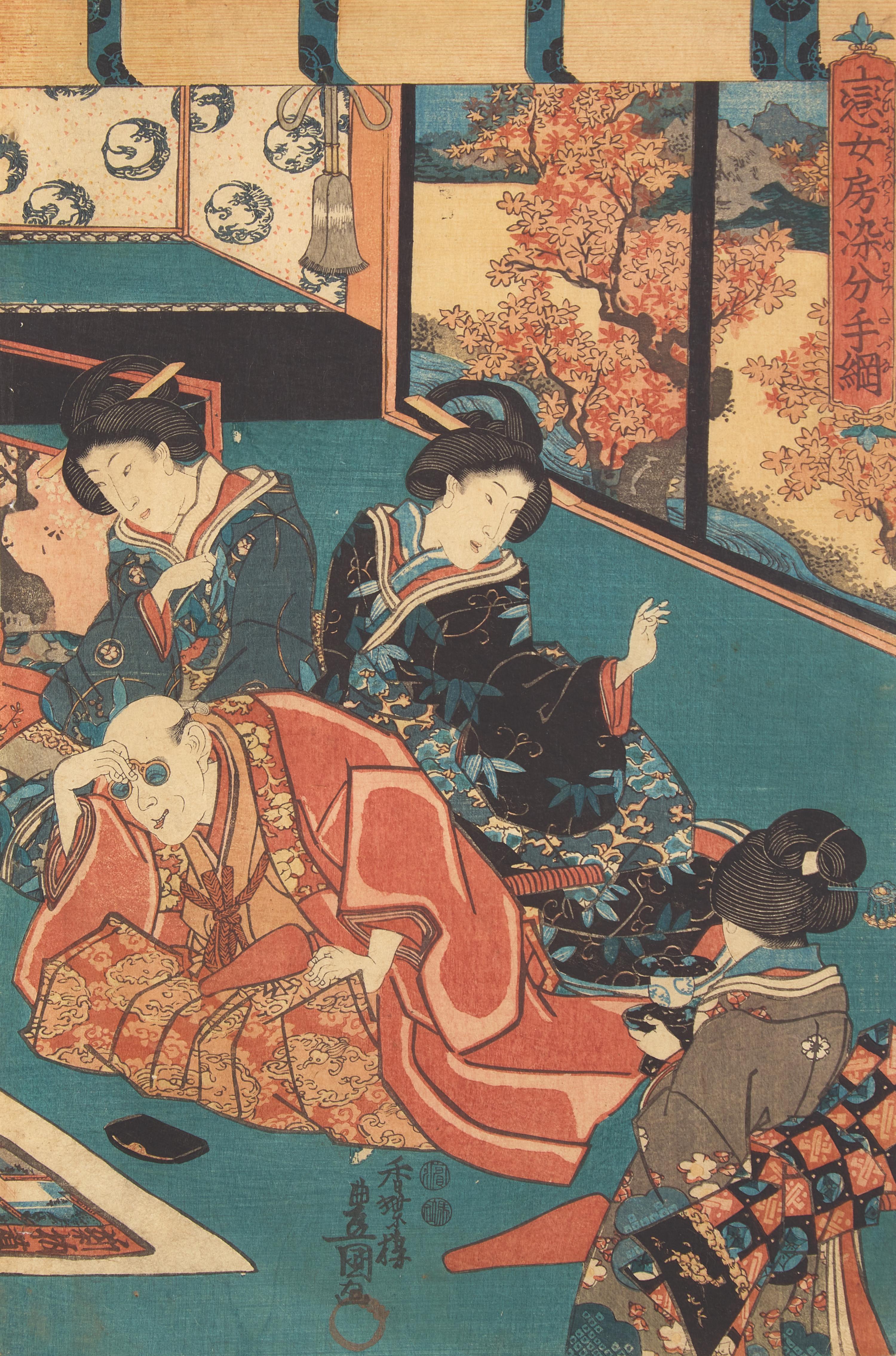Kunisada (Toyokuni III, Japanese 1786-1864) Four Unframed Woodblock Triptychs