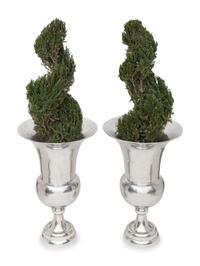 A Pair of Cast Aluminum Urns
