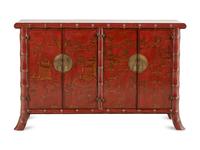 A Burton-Ching Ltd. Red Japanned Side Cabinet