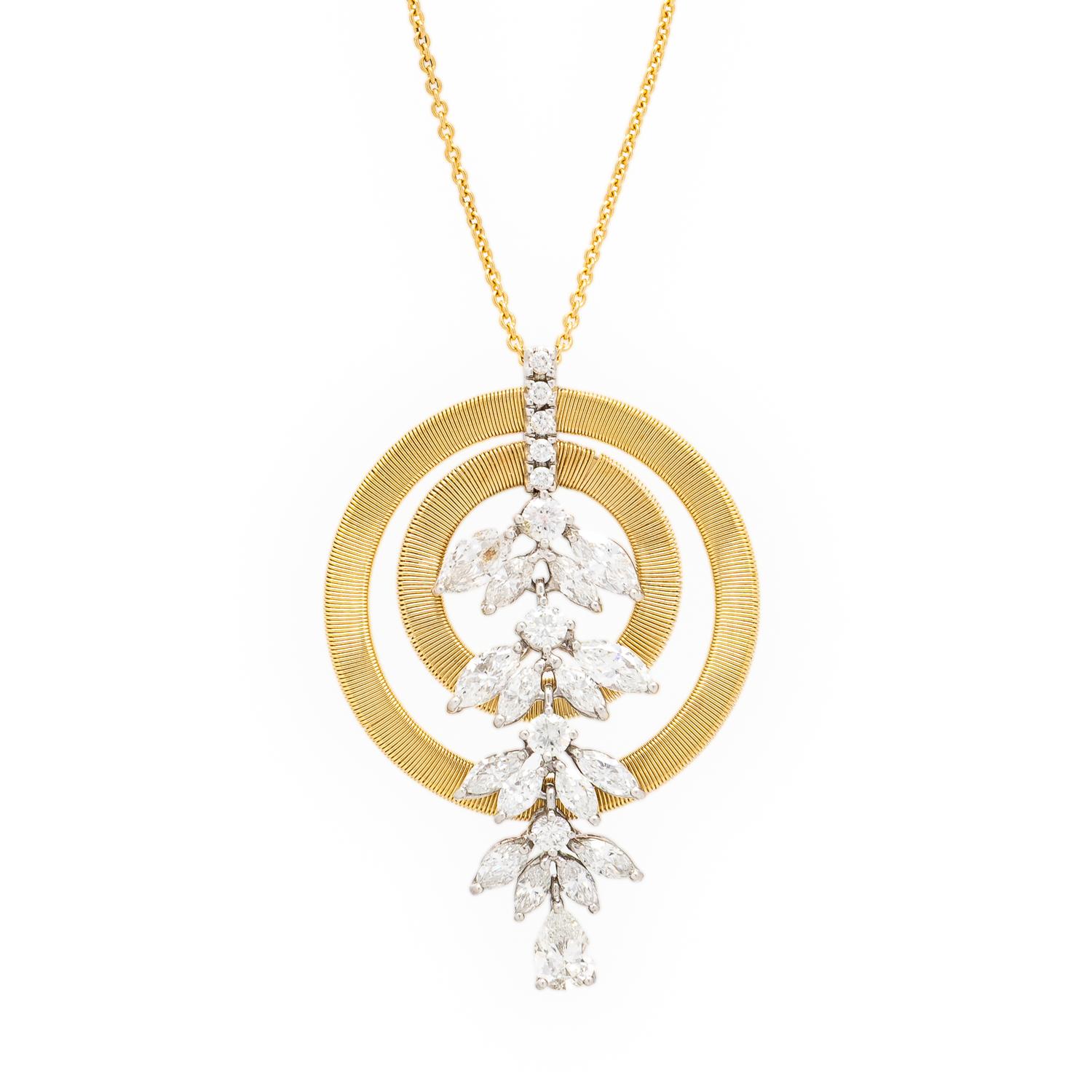 Marco Bicego, Diamond and Yellow Gold Pendant Necklace