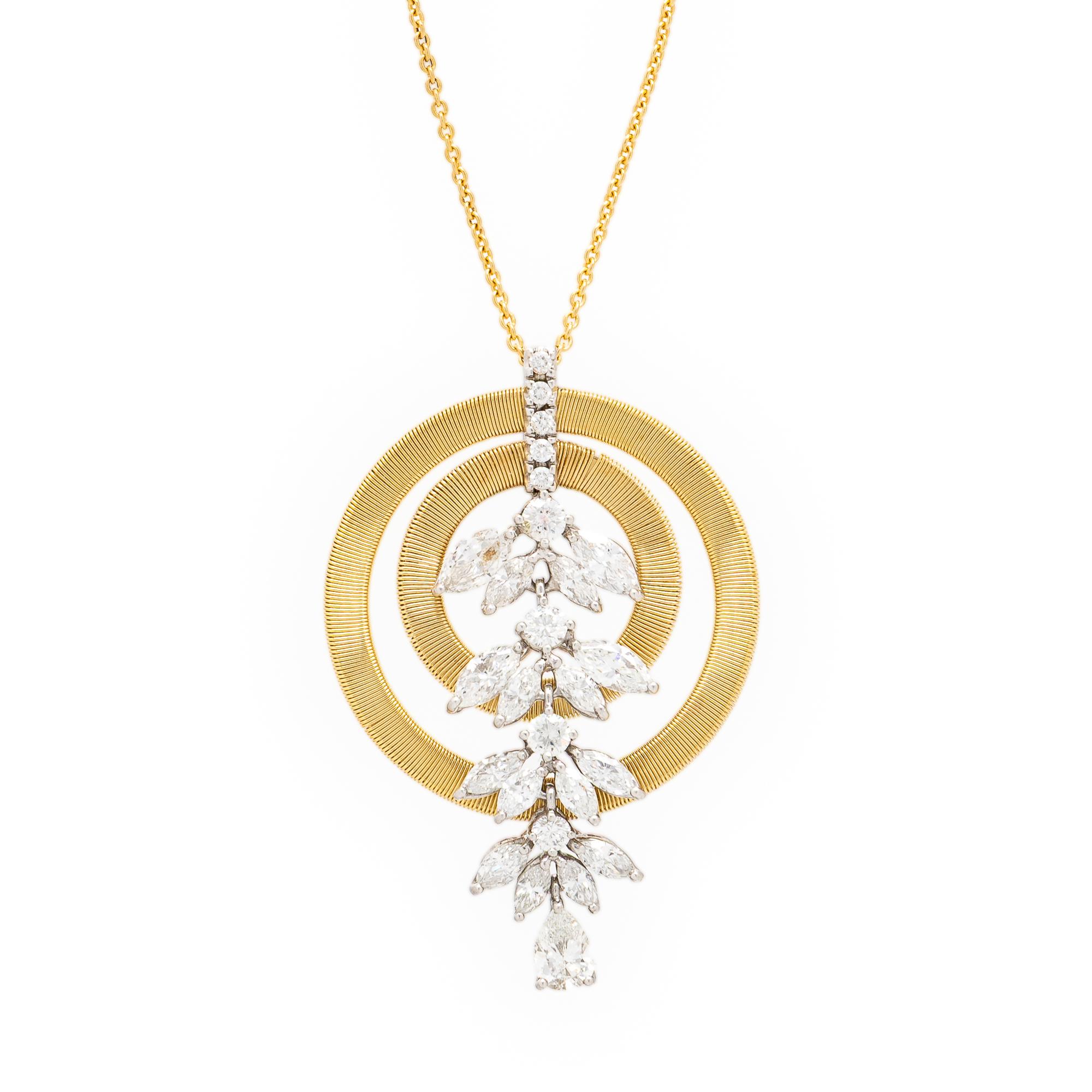 Marco Bicego, Diamond and Yellow Gold Pendant Necklace