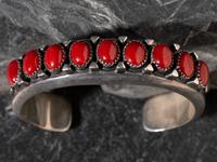 Sterling Silver and Coral Cuff Bracelet