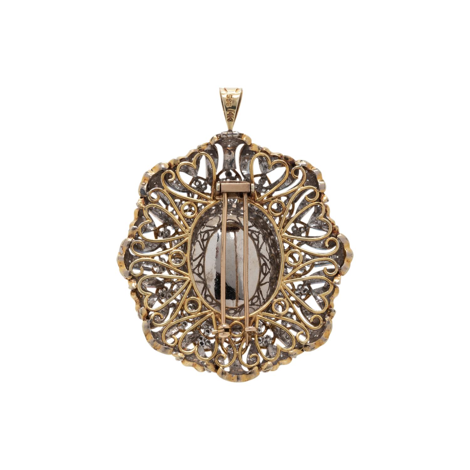 OPAL AND DIAMOND PENDANT/BROOCH