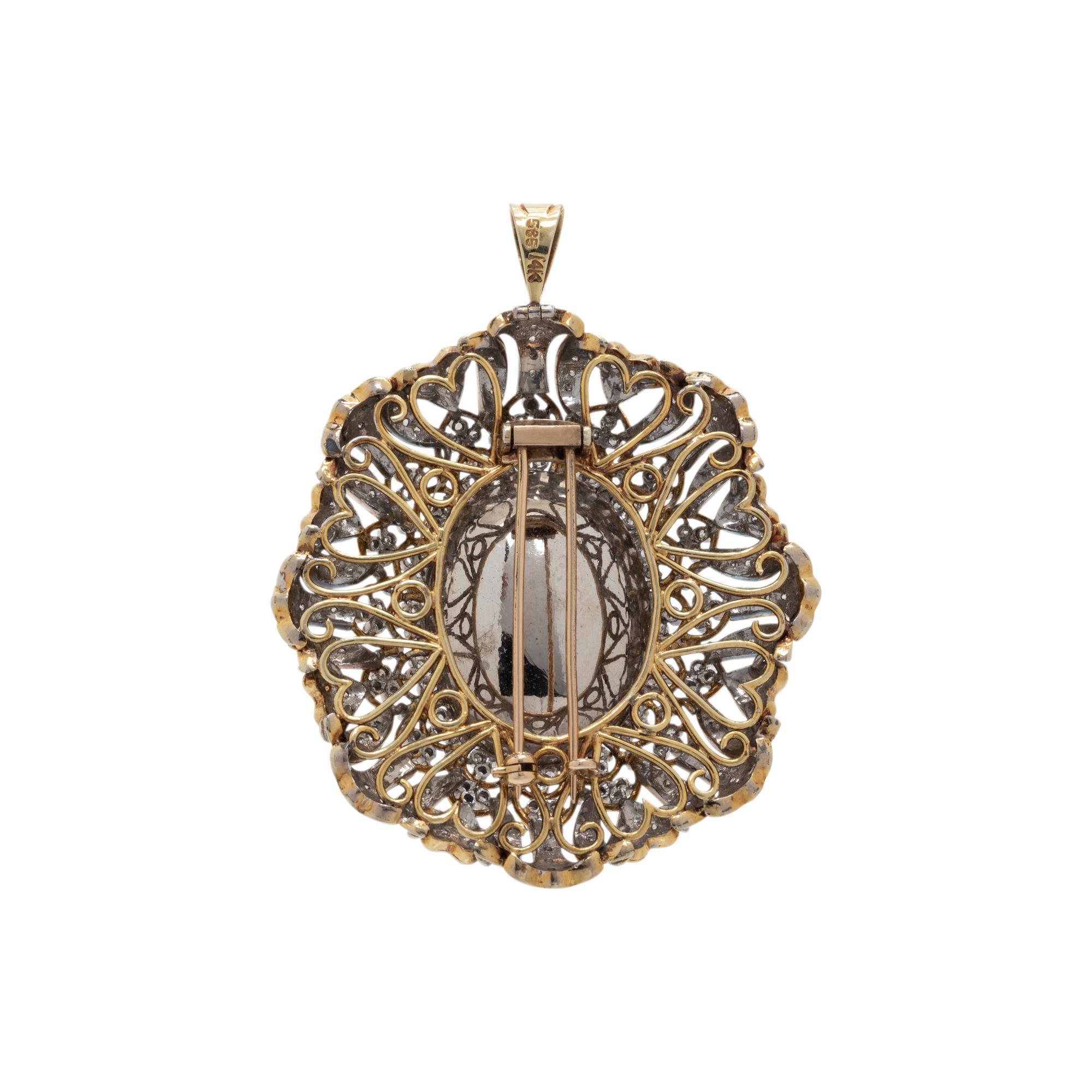 OPAL AND DIAMOND PENDANT/BROOCH