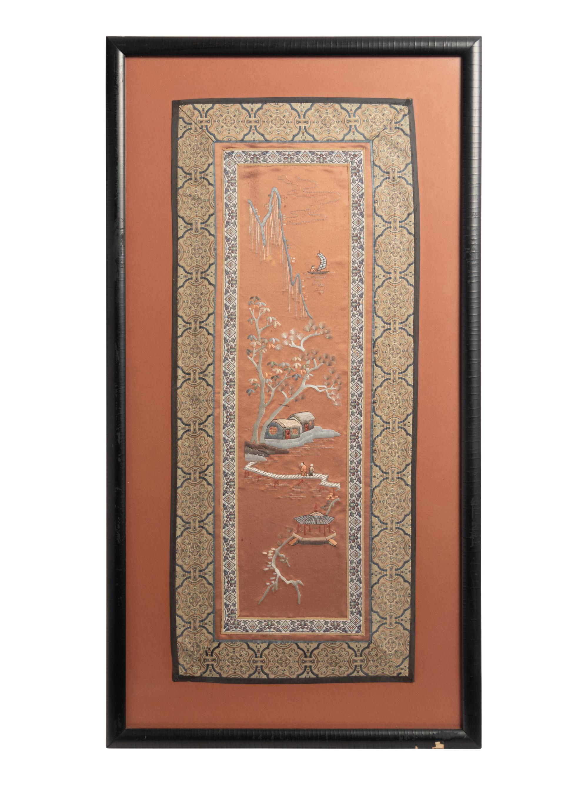 Eight Chinese Embroidered Silk Panels