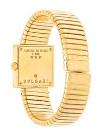 BULGARI, REF. SQ222T 18K YELLOW GOLD 'QUADRATO' WATCH WITH TUBOGAS BRACELET