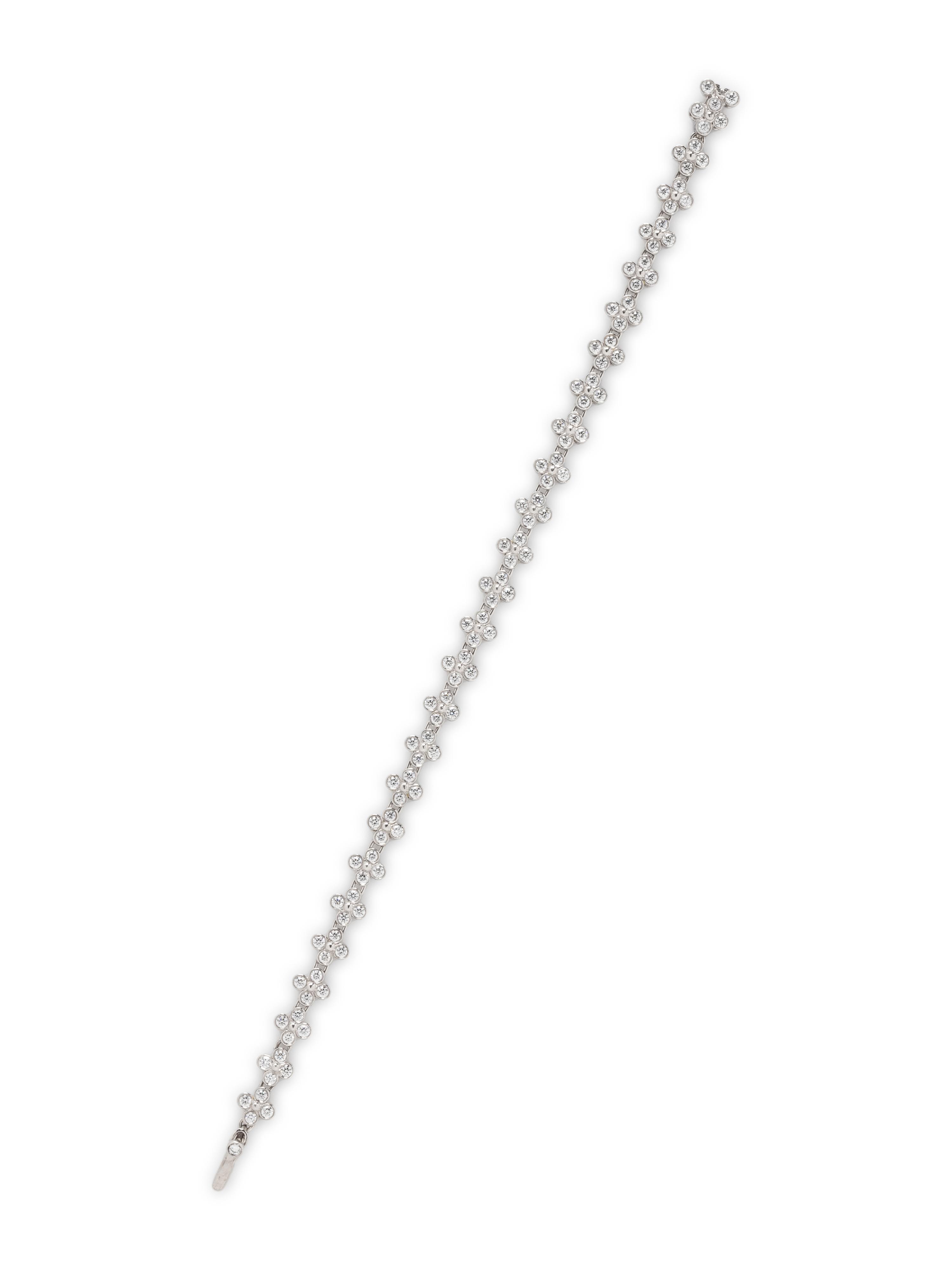 TIFFANY & CO., DIAMOND AND PLATINUM 'LACE' BRACELET